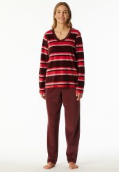 Schiesser Schlafanzug »Comfort Nightwear«, Baumwollmischung, V-Ausschnitt, langärmelig, Velour-Qualität