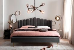 Muschelbett Samt grau 192x218x115