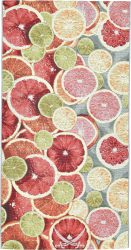 Sansibar Teppich »Rantum Beach 003«, rechteckig, 5 mm Höhe, Flachgewebe, modernes Sommer Design, Motiv Zitrusscheiben & gekreuzte Säbel, In- & Outdoor geeignet, Wohnzimmer