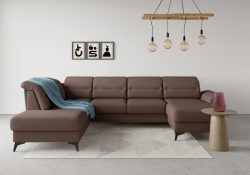 sit&more Wohnlandschaft »Sinatra«, optional mit Kopfteilverstellung und Armteilfunktion oder mit Kopfteilverstellung, Armteilfunktion, Bettfunktion und Stauraum, mattschwarze Metallfüsse