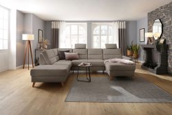 Home affaire Wohnlandschaft »Westerland«, Federkern-Polsterung, wahlweise mit Bettfunktion, Stauraum und Armlehn-Verstellung