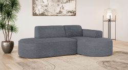 GOODproduct Ecksofa »ADELLA Design-Sofa mit Recamiere rechts/links, 248/159/76 cm« L-Form mit Wellenunterfederung, runde Form, auch in Cord
