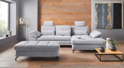 Places of Style Ecksofa »Costello«, incl. Sitztiefenverstellung und Armlehnfunktion, Federkern, wahlweise mit Bettfunktion und Bettkasten, incl. 3 Nierenkissen