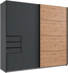Wimex Schwebetürenschrank »Bangkok«, Kleiderschrank 2-türig, 225cm breit, mit 3 praktischen Aussenschubladen