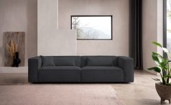 LeGer Home by Lena Gercke 3-Sitzer »PIARA, Couch mit Kedernaht, Sofa in Cord, Leinenoptik o. Strukturstoff« schwarze Füsse, bequemer Sitzkomfort
