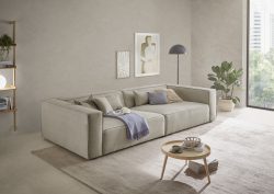 LeGer Home by Lena Gercke 3-Sitzer »PIARA, XXL Sofa mit Kedernaht, Big-Sofa in Cord oder Leinenoptik«, schwarze Füsse, bequemer Sitzkomfort, extra tiefe Sitzfläche