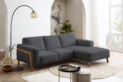 exxpo - sofa fashion Ecksofa »Starr Scandic Design, tolle Verarbeitung, bequem, Sichtholz am Armteil«, L-Form, wahlw. elektrische Sitztiefenverstellung, Massivholzfüsse