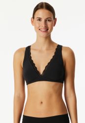 Schiesser Bügelloser BH »Unique Cotton«, Spitzenband am Dekolleté, Baumwollmischung, gemoldete Cups