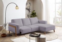 exxpo - sofa fashion Ecksofa »Starr Scandic Design, tolle Verarbeitung, bequem, Sichtholz am Armteil«, L-Form, wahlw. elektrische Sitztiefenverstellung, Massivholzfüsse