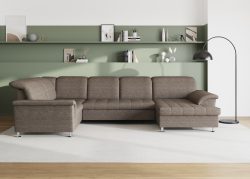 DOMO collection Wohnlandschaft »Franzi«, im XXL-Format, wahlweise mit Bettfunktion, Bettkasten und Kopfteilverstellung, frei im Raum stellbar