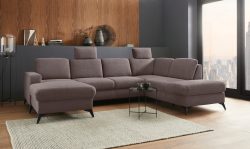 Places of Style Wohnlandschaft »Lolland«, Wahlweise mit Bettfunktion und Stauraum, Federkern, auch mit abwischbarem Bezug