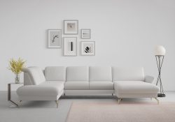 sit&more Wohnlandschaft »Fashion«, wahlweise mit Kopfteilverstellung und Vorziehsitz, motorisch, mit satinierten Nickelfüssen