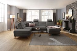 Home affaire Wohnlandschaft »Westerland«, Federkern-Polsterung, wahlweise mit Bettfunktion, Stauraum und Armlehn-Verstellung