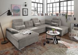 ED EXCITING DESIGN Wohnlandschaft »Medan«, mit Bettfunktion, Armteilverstellung, Stauraumfach sowie Kopfstützen