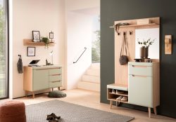 Home affaire Garderoben-Set »Torge, Garderobe mit Stauraum, Garderobenschrank im Scandic Design«, (Set, 3 St.), enthält Sideboard, Garderobe mit Spiegel und Wandboard, in zwei Farben
