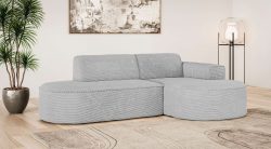 GOODproduct Ecksofa »ADELLA XL Design-Sofa mit Recamiere rechts/links, 263/159/76 cm« L-Form XL mit Wellenunterfederung, runde Form, auch in Cord