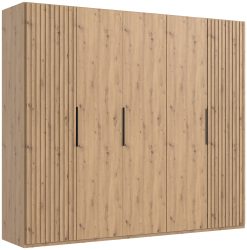 MID.YOU Drehtürenschrank in eiche artisan , Andorra , Metall , 3 Fächer , 250x216x58 cm , Dekorfolie,Dekorfolie,Nachbildung,Nachbildung , umfangreiches Zubehör erhältlich, In verschiedenen Grössen erhältlich, in verschiedenen Holzdekoren erhäl