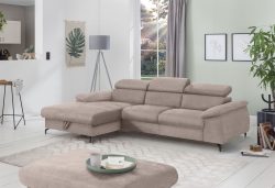 COTTA Ecksofa »Komaris I«, inklusive Kopf- bzw. Rückenteilverstellung, wahlweise Bettfunktion und Bettkasten, eleganter schwarzer Fuss