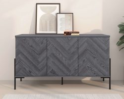 Leonique Sideboard »Eadwine« Kommode, Push-to-open, Türen mit Fischgräten Muster, Breite 130 cm