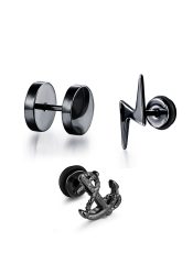 FIRETTI, Firetti Ohrstecker-Set »Fake Plug Set Kreis,Anker,Blitz«, (Set, 3 tlg.)