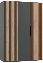 MID.YOU Drehtürenschrank in graphitfarben, eiche artisan , Andorra , Metall , 2 Fächer , 150x216x58 cm , Dekorfolie,Dekorfolie,Nachbildung,Nachbildung , umfangreiches Zubehör erhältlich, In verschiedenen Grössen erhältlich, in verschiedenen Hol