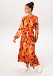 Aniston CASUAL Maxikleid mit farbenfrohen, grafischen Blättern bedruckt