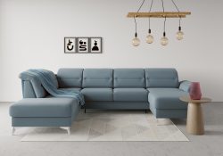 sit&more Wohnlandschaft »Sinatra«, optional mit Kopfteilverstellung und Armteilfunktion oder mit Kopfteilverstellung, Armteilfunktion, Bettfunktion und Stauraum, chromfarbene Metallfüsse