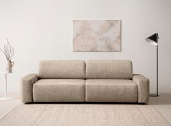 INOSIGN 3-Sitzer »TORGE (257cm), Sofa,Schlafsofa in Cord, Samtvelours, Struktur fein«, rundes Design, Schlaffunktion u. Bettkasten, Liegefläche: 135/200 cm