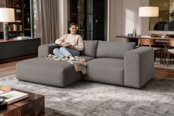 GOODproduct Ecksofa »TIARRA Design-Sofa mit Ottomane recht/links bestellbar, Breite 241 cm« L-Form mit hochelastischer Schaum und Wellenunterfederung