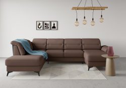sit&more Wohnlandschaft »Sinatra«, optional mit Kopfteilverstellung und Armteilfunktion oder mit Kopfteilverstellung, Armteilfunktion, Bettfunktion und Stauraum, mattschwarze Metallfüsse