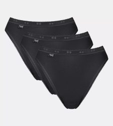 Sloggi Tai High Leg Cotton 3 pack brief in black