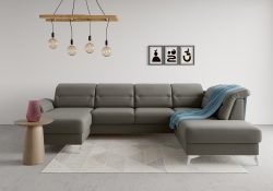 sit&more Wohnlandschaft »Sinatra«, optional mit Kopfteilverstellung und Armteilfunktion oder mit Kopfteilverstellung, Armteilfunktion, Bettfunktion und Stauraum, chromfarbene Metallfüsse