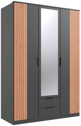 Wimex Drehtürenschrank »Lübeck«, Akustiklamellen Optik, mit Spiegeltüren, 135 oder 180cm breit