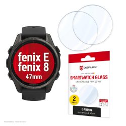 Displex Displayschutzglas »Smartwatch Glass Unbreakable Protector« für Garmin fenix E 47 mm, Garmin fenix 8 47 mm Packung, 2x Hybrid Glass, Displayschutzfolie, Schutzfolie, Bildschirmschutz, kratz- & stossfest
