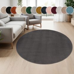 Paco Home Teppich »Cadiz 630«, rund, 18 mm Höhe, besonders weich, Uni-Farben, waschbar, In- und Outdoor geeignet, Wohnzimmer