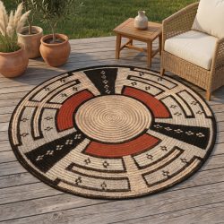 Gino Falcone Teppich »Outdoor-Africa 44«, rund, 5 mm Höhe, Flachgewebe, In- und Outdoor geeignet, Wohnzimmer