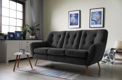 exxpo - sofa fashion 3-Sitzer »Scandi, bequem, aufwendige Rückenpolsterung für mehr Sitzkomfort«, aktuelle Farben in hochwertigen Bezugsqualitäten, Holzfuss
