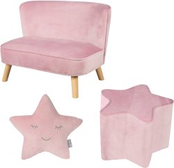 roba® Kindersitzgruppe »Lil Sofa«, (Set, 3 tlg.), bestehend aus Kindersofa, Kinderhocker und Dekokissen in Sternform
