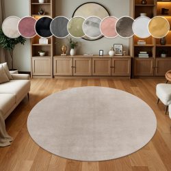 Paco Home Teppich »Soft 380«, rund, 22 mm Höhe, Kuschelteppich - besonders weich, Uni-Farben, ideal im Wohnzimmer & Schlafzimmer