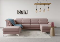 sit&more Wohnlandschaft »Sinatra«, optional mit Kopfteilverstellung und Armteilfunktion oder mit Kopfteilverstellung, Armteilfunktion, Bettfunktion und Stauraum, chromfarbene Metallfüsse