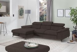 COTTA Ecksofa »Komaris I«, inklusive Kopf- bzw. Rückenteilverstellung, wahlweise Bettfunktion und Bettkasten, eleganter schwarzer Fuss