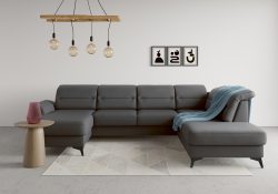 sit&more Wohnlandschaft »Sinatra«, optional mit Kopfteilverstellung und Armteilfunktion oder mit Kopfteilverstellung, Armteilfunktion, Bettfunktion und Stauraum, mattschwarze Metallfüsse
