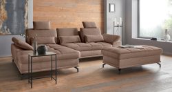 Places of Style Ecksofa »Costello«, incl. Sitztiefenverstellung und Armlehnfunktion, Federkern, wahlweise mit Bettfunktion und Bettkasten, incl. 3 Nierenkissen