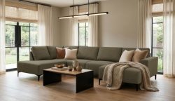Home affaire Wohnlandschaft »Tournon U-Form, XXL Sofa, Breite 333 cm, Webstoff, Chenille«, Designsofa im nordischen Stil, Wellenunterfederung, Metallfüsse