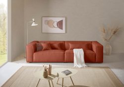 LeGer Home by Lena Gercke 3-Sitzer »PIARA, Couch mit Kedernaht, Sofa in Cord, Leinenoptik o. Strukturstoff« schwarze Füsse, bequemer Sitzkomfort