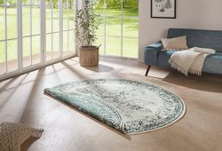 NORTHRUGS Teppich »Borbon«, rund, 5 mm Höhe, In-und Outdoor geeignet, Wohnzimmer, Balkon, Terrasse, Garten, Robust, Pflegeleicht, Flachgewebe, Wendbar