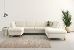 Home affaire Wohnlandschaft »Trelleborg«, Federkern-Polsterung, wahlweise mit Bettfunktion und Stauraum, Kopfstützen optional