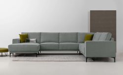 Places of Style Wohnlandschaft »XXL Sofa Oland, Struktur, Flachgewebe, Luxus-Microfaser, Boucle«, U-Form, 342 cm, Wellenunterfederung, Skandi-Design, Metallfüsse