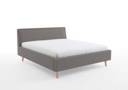 Novel - Bett FRIEDA_8096 - Textil - hellgrau - 180x200