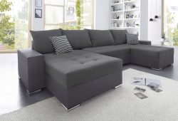 COLLECTION AB Wohnlandschaft, mit Bettfunktion, Bettkasten und XL-Recamiere, inklusive Federkern und loser Rücken- und Zierkissen